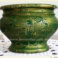 Vaso com pintura craquele